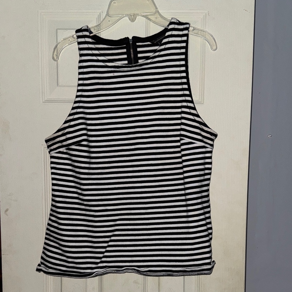 Banana Republic Black and White Striped Sleeveless Top